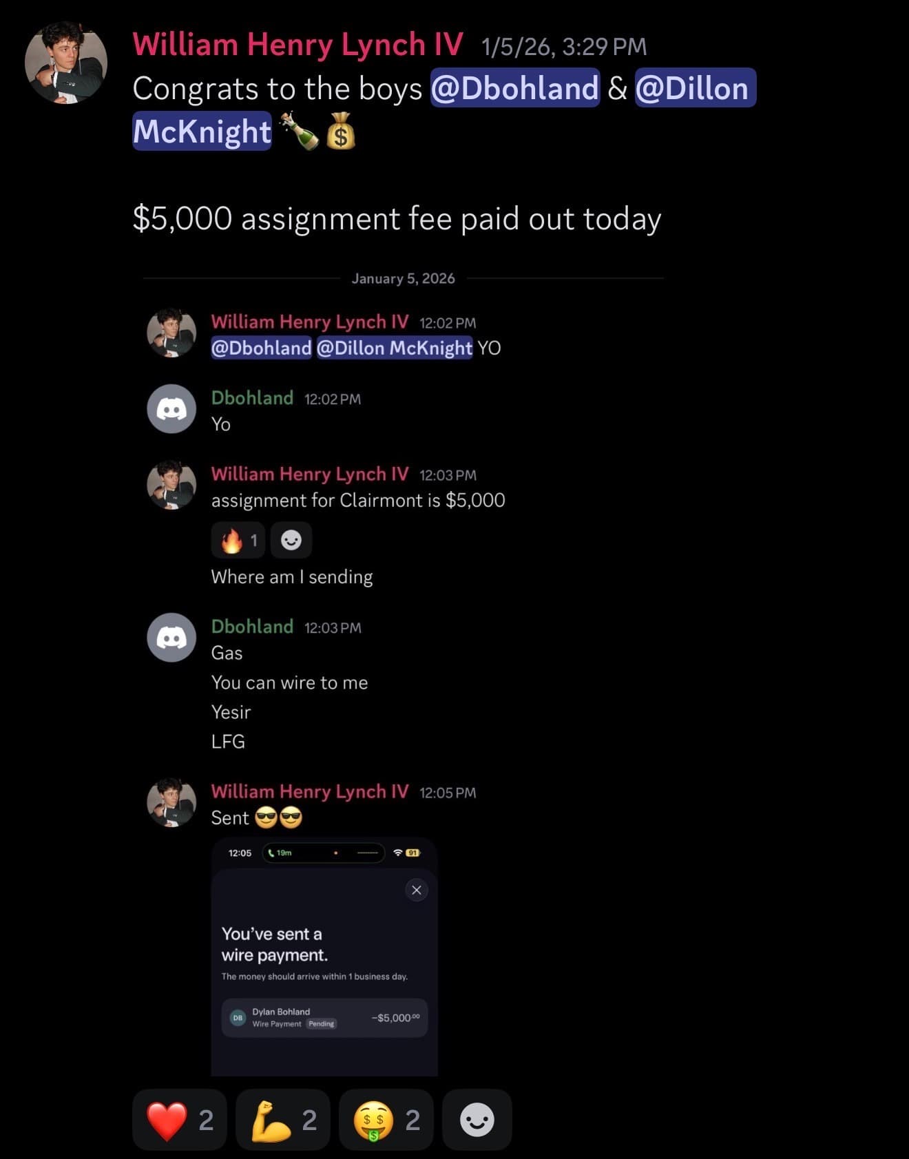 $5,000 Assignment Fee
